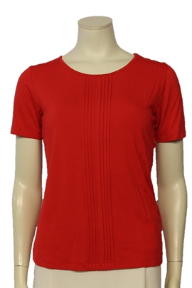 Rød Marinello basic t-shirt dame medfine små læg foran. Kort ærme